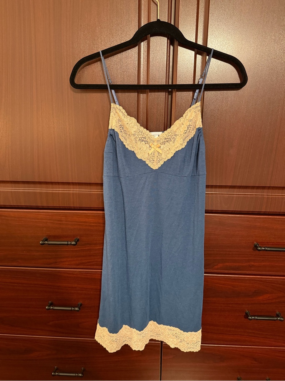 Eberjey slip nightgown Large prima ballerina denim and tea combo